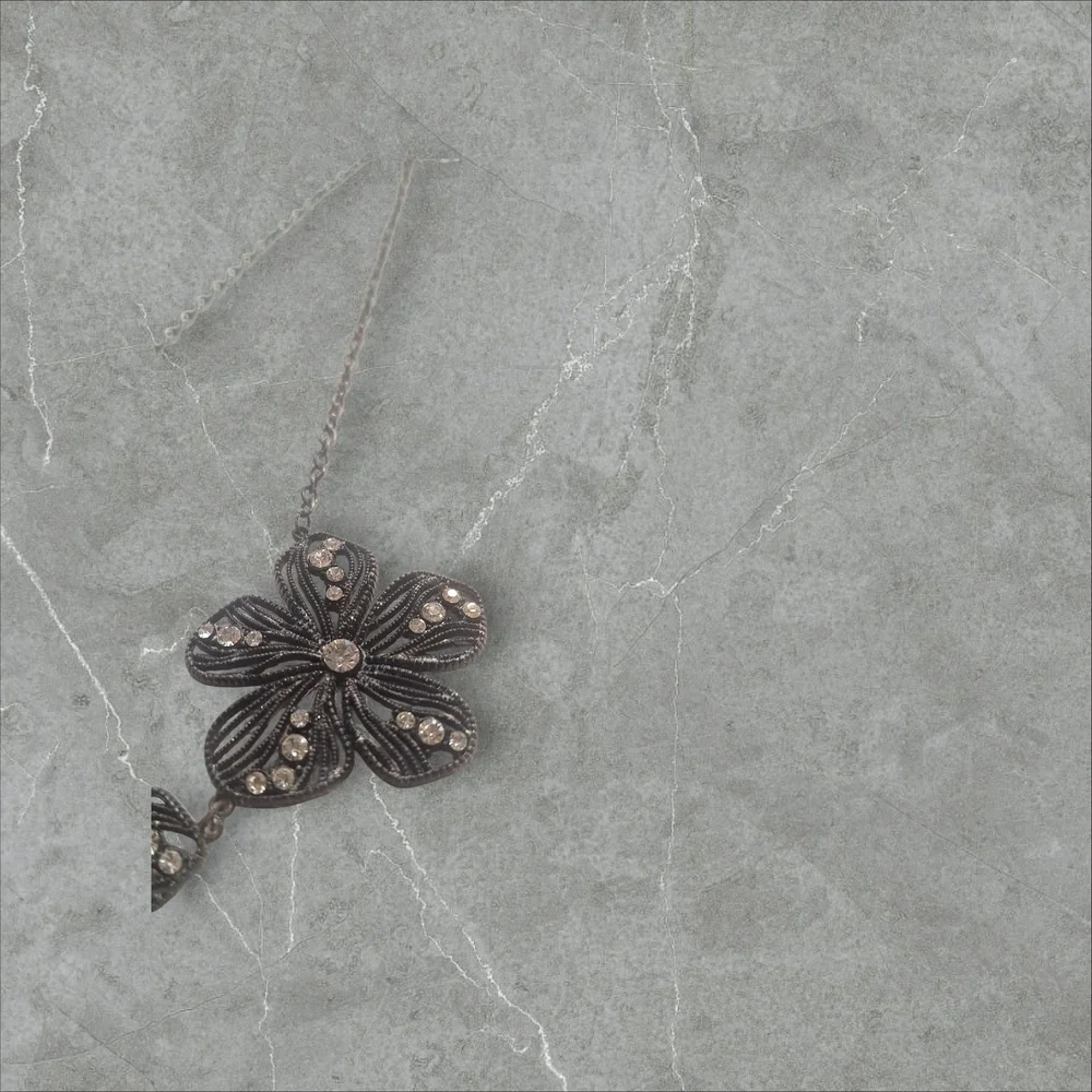 Black and Gold Floral CZ Statement Necklace Intricate Design